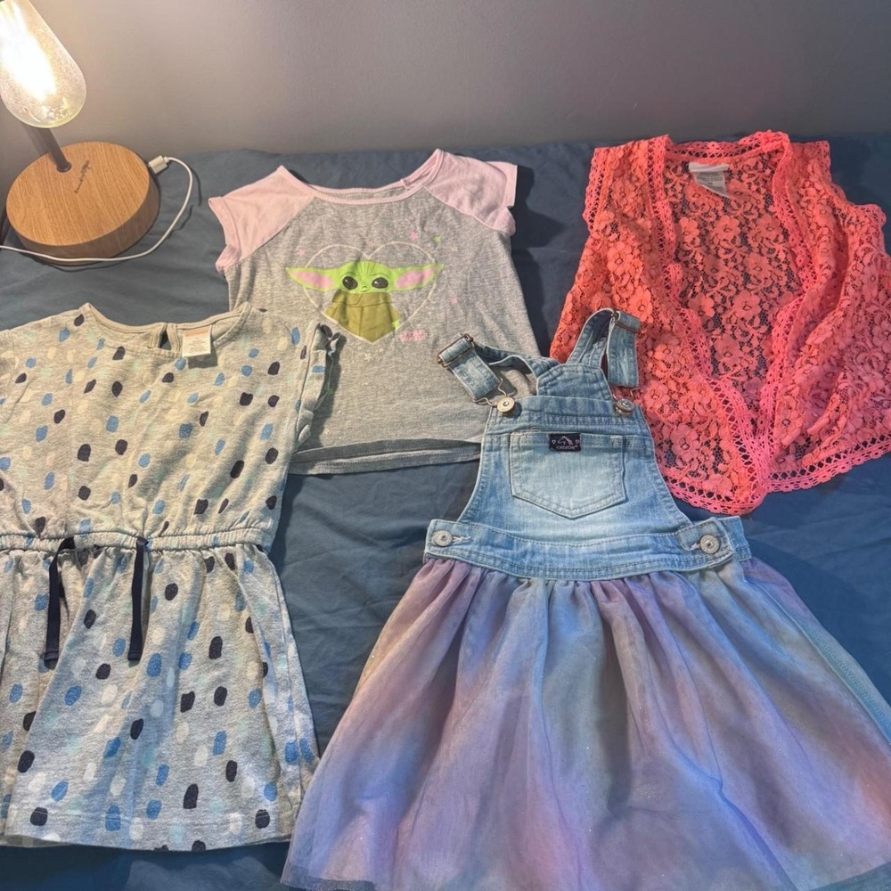 Toddler Girls Bundle 4T Jordache Tulle Overall Dress Star Wars Grogu Gymboree